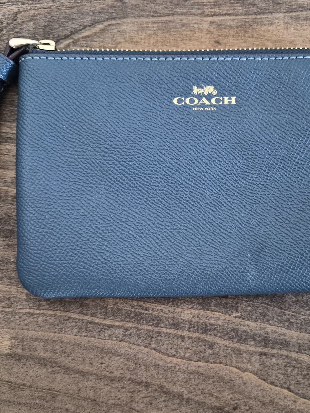 Coach Women's Blue Leather Wristlet